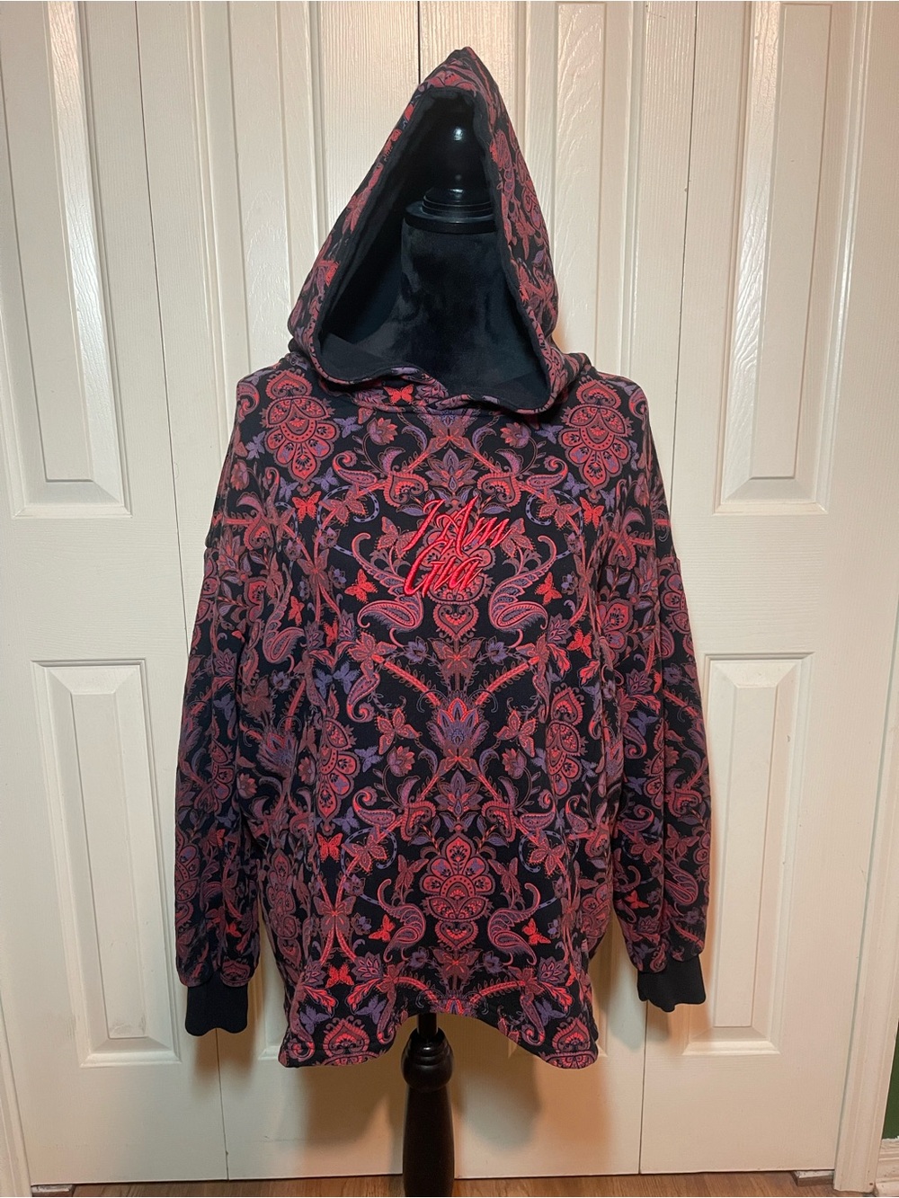 I.AM.GIA Tatiana Black Red Paisley Jumper Hoodie
